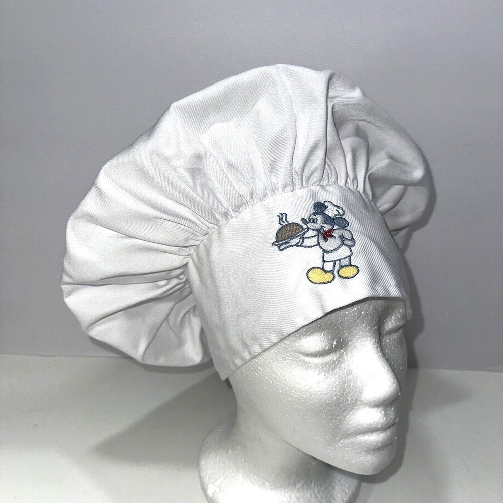 HTF Disney World Disneyland Embroidered Chef Mickey Mouse White Gourmet Hat